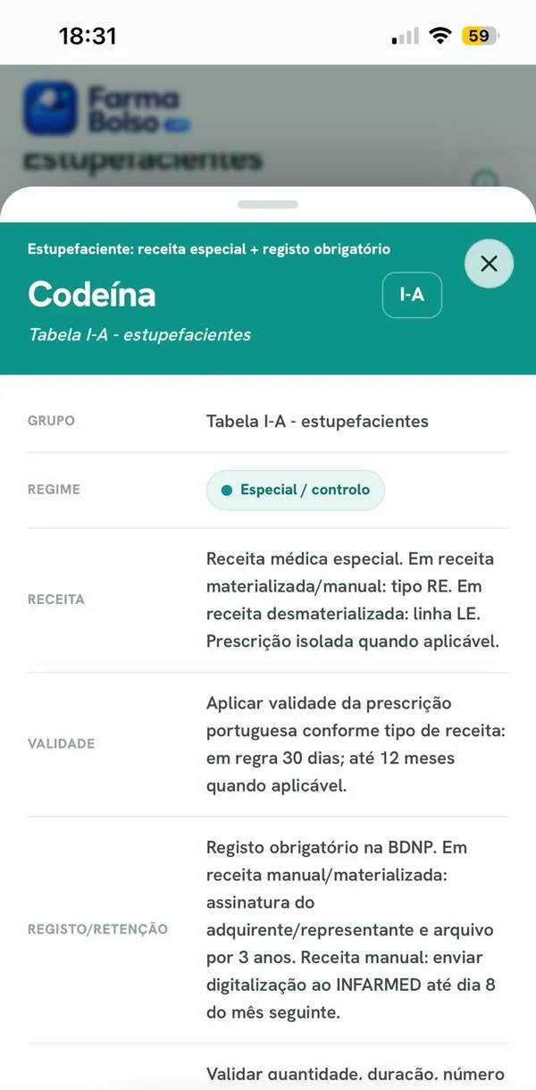 Farma Bolso - consulta de estupefaciente Codeína